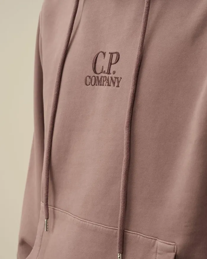 CP Company Sweatshirts Brushed And Emerized Diagonal Fleece Logo Hooded Sweatshirt Purple Dove 8211 Man