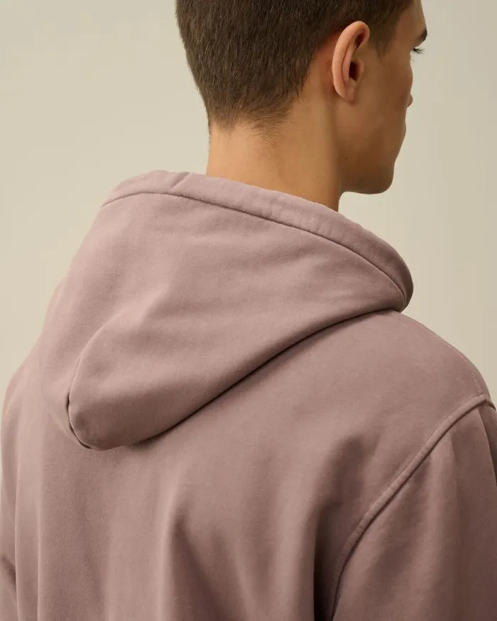 CP Company Sweatshirts Brushed And Emerized Diagonal Fleece Logo Hooded Sweatshirt Purple Dove 8211 Man