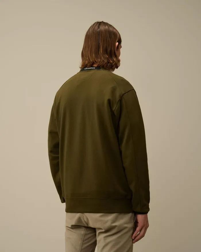 CP Company Sweatshirts Diagonal Raised Fleece Crew Neck Lens Sweatshirt Ivy Green 8211 Man