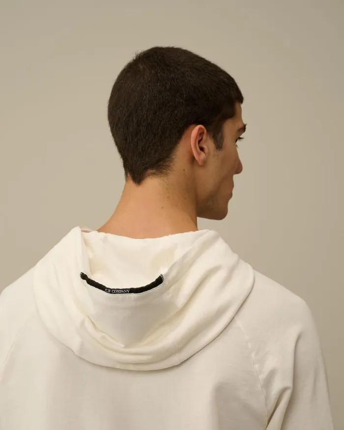 CP Company Sweatshirts Light Fleece Hooded Sweatshirt Gauze White 8211 Man