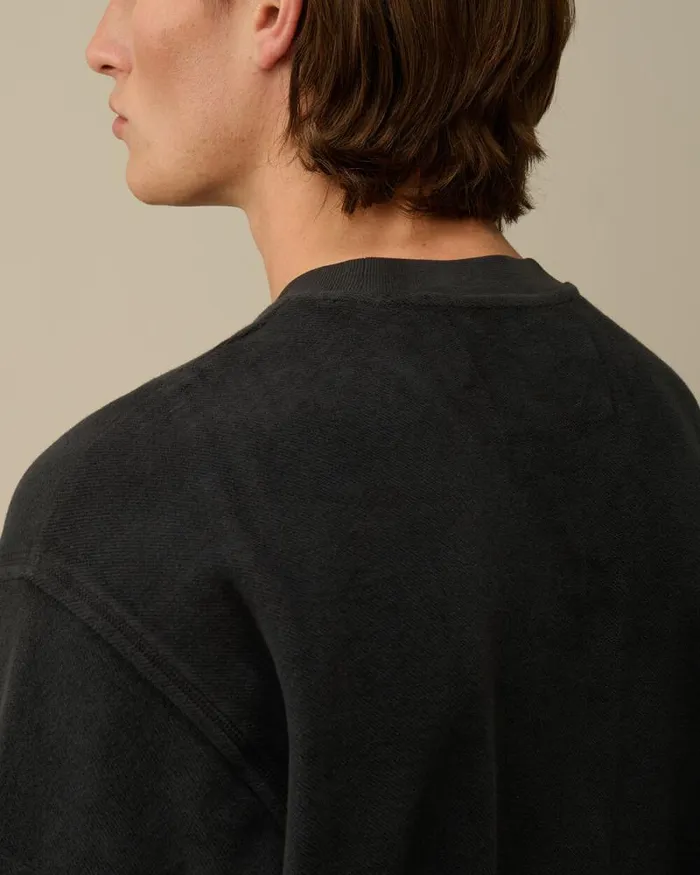 CP Company Sweatshirts Reverse Brushed and Emerized Diagonal Fleece Crewneck Sweatshirt Black Sand 8211 Man