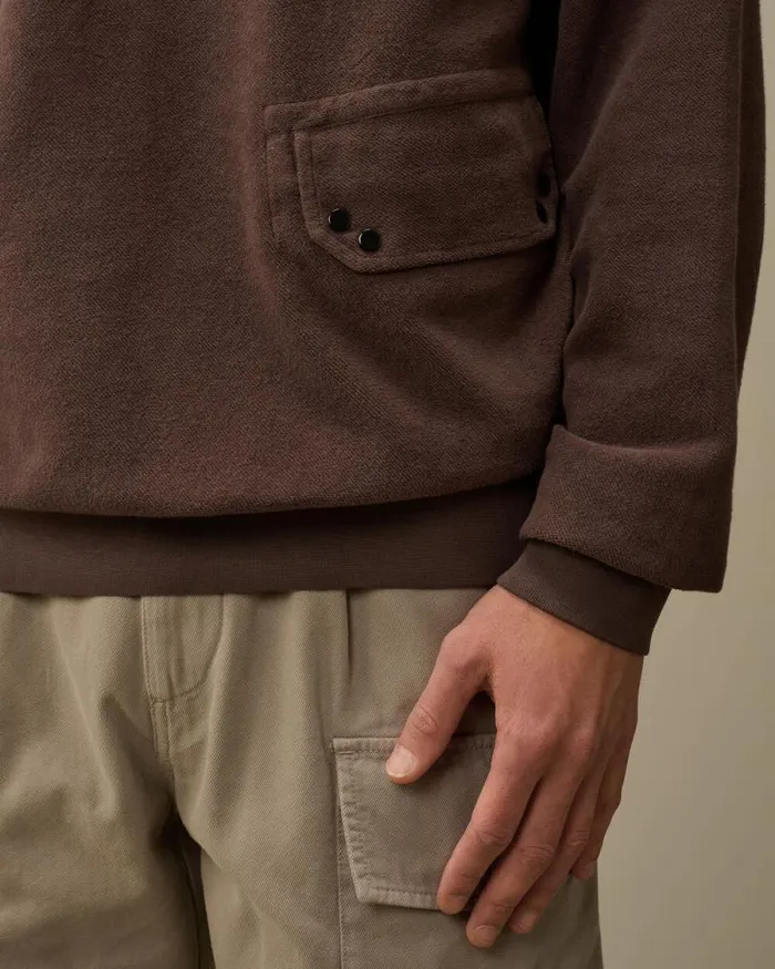 CP Company Sweatshirts Reverse Brushed and Emerized Diagonal Fleece Funnel Neck Sweatshirt Boulevard Violet 8211 Man