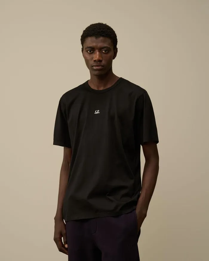 CP Company Tshirts and Polo Mercerized 702 Jersey Gasato Printed Logo TShirt Black 8211 Man
