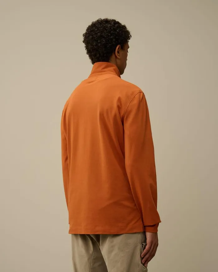 CP Company Tshirts and Polo Stretch Piquet Longsleeve Zipped Polo Bombay Brown 8211 Man