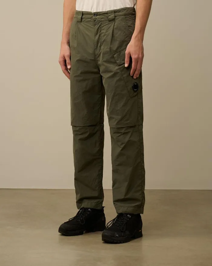 CP Company Trousers Flatt Nylon Regular Cargo Pants Grape Leaf Green 8211 Man