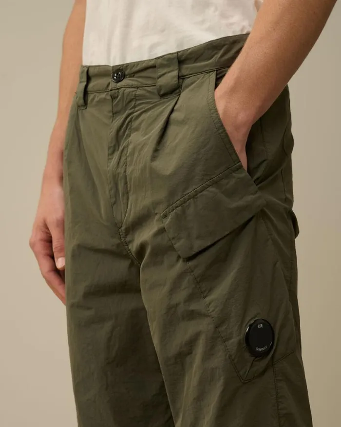 CP Company Trousers Flatt Nylon Regular Cargo Pants Grape Leaf Green 8211 Man