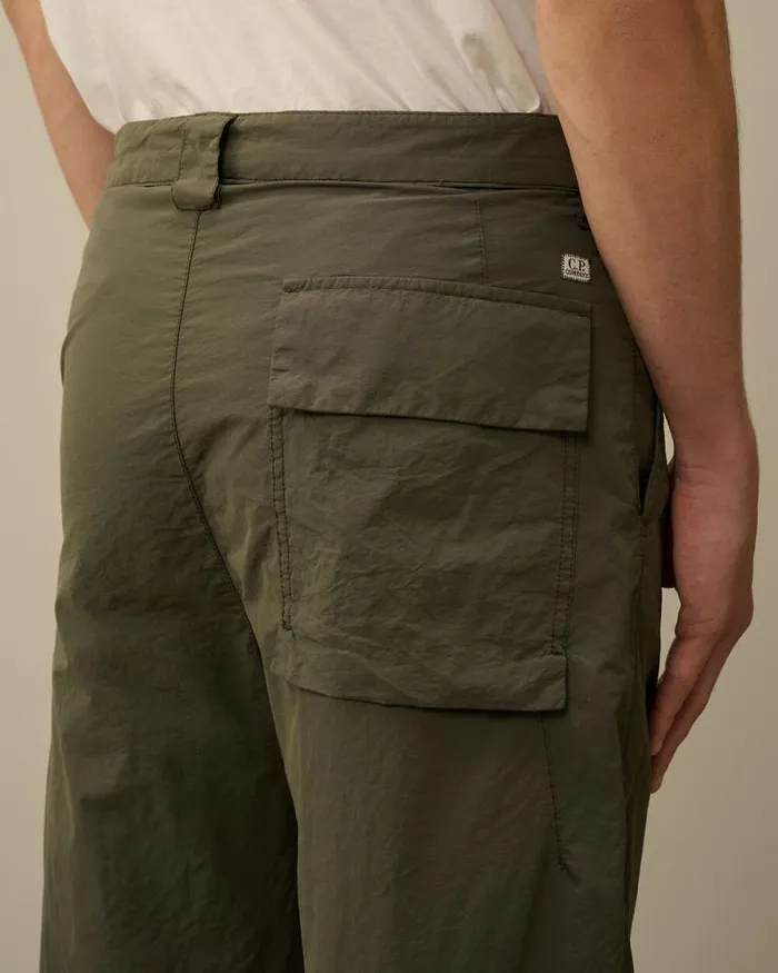 CP Company Trousers Flatt Nylon Regular Cargo Pants Grape Leaf Green 8211 Man