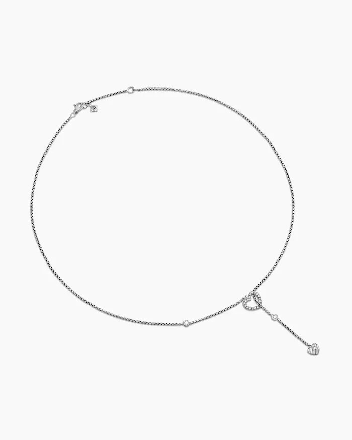 Cable Collectibles Heart Y Necklace In Sterling Silver With Diamonds Women David Yurman Y Necklace Cable Collectibles Heart Y Necklace In Sterling Silver With Diamonds Women David Yurman Y Necklace