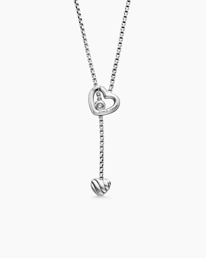 Cable Collectibles Heart Y Necklace In Sterling Silver With Diamonds Women David Yurman Y Necklace Cable Collectibles Heart Y Necklace In Sterling Silver With Diamonds Women David Yurman Y Necklace