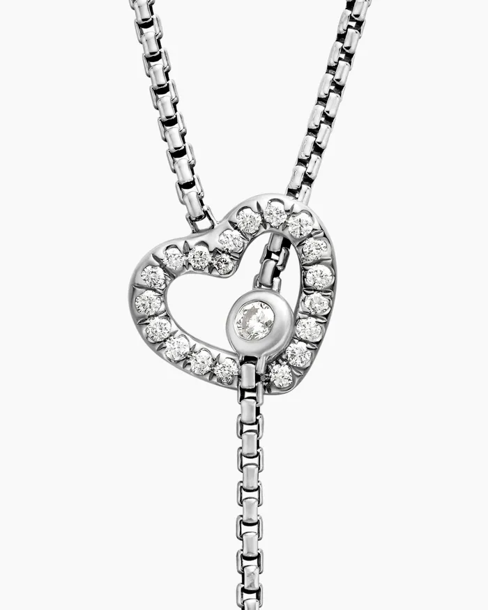 Cable Collectibles Heart Y Necklace In Sterling Silver With Diamonds Women David Yurman Y Necklace Cable Collectibles Heart Y Necklace In Sterling Silver With Diamonds Women David Yurman Y Necklace