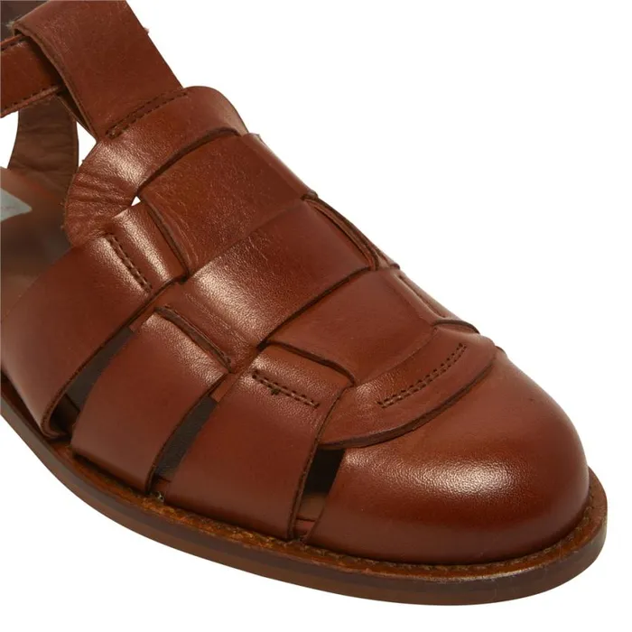 Carl Scarpa Emelot Tan Leather Flat Sandals Women Sandals