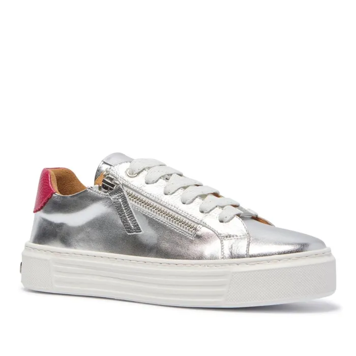 Carl Scarpa Monique SilverFuschia Leather Trainers Women Trainers