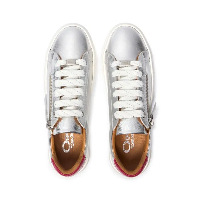 Carl Scarpa Monique SilverFuschia Leather Trainers Women Trainers