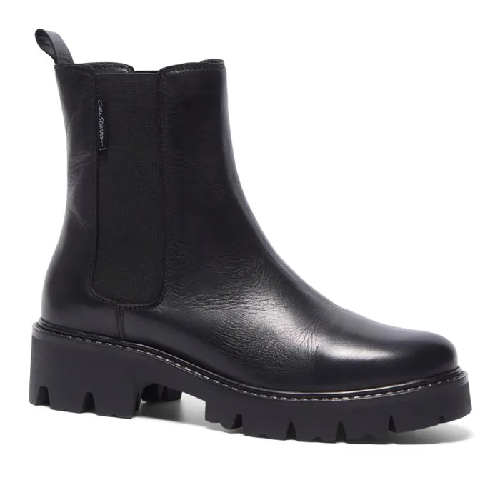 Carl Scarpa Solette Black Leather Chelsea Boots Women Leather Ankle Boots