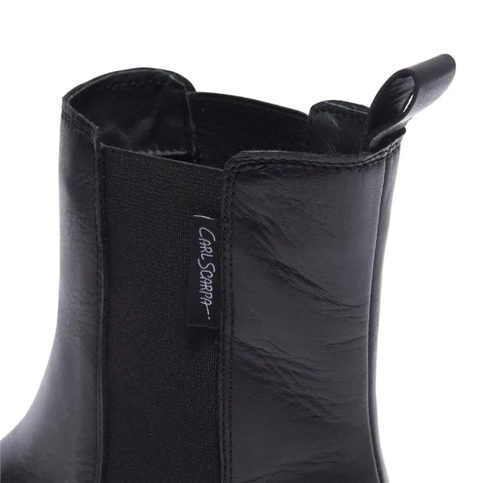 Carl Scarpa Solette Black Leather Chelsea Boots Women Leather Ankle Boots