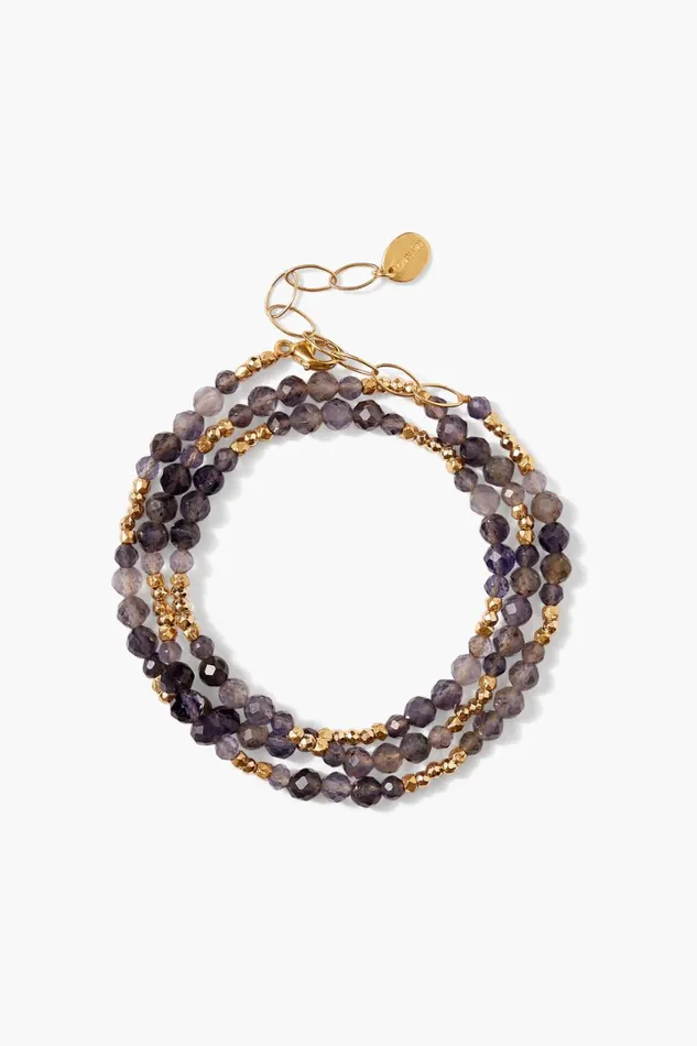 Chan Luu Bracelets Women Granada Triple Naked Wrap Bracelet Iolite Gold