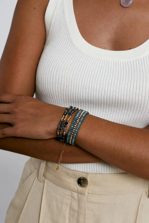 Chan Luu Bracelets Women Granada Triple Naked Wrap Bracelet Iolite Gold