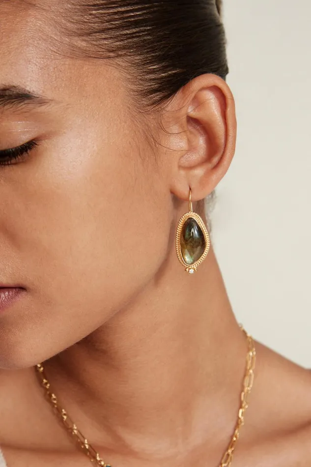 Chan Luu Earrings Women Elizabeth Drop Earrings Gold Labradorite