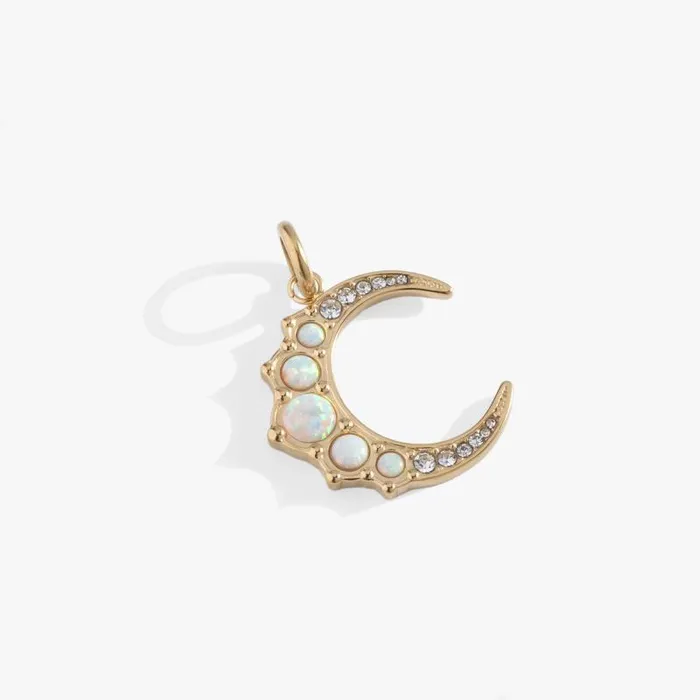 Charms Women Alex And Ani Opal Moon InterchangeableCharm Stainless Steel Gold