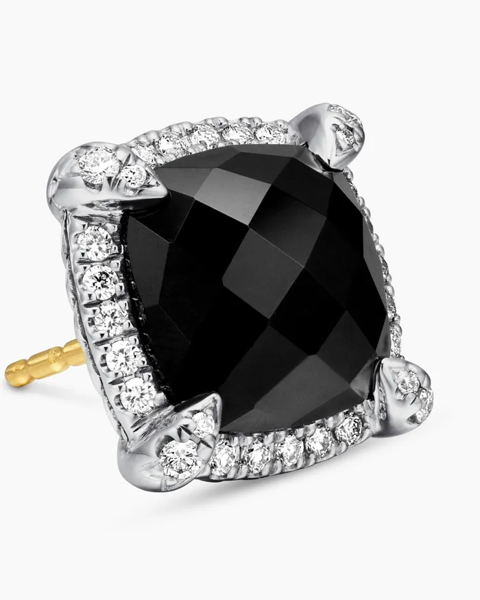Chatelaine Pav Bezel Stud Earrings In Sterling Silver With Black Onyx And Diamonds 9mm Women David Yurman Stud Chatelaine Pav Bezel Stud Earrings In Sterling Silver With Black Onyx And Diamonds 9mm Women David Yurman Stud