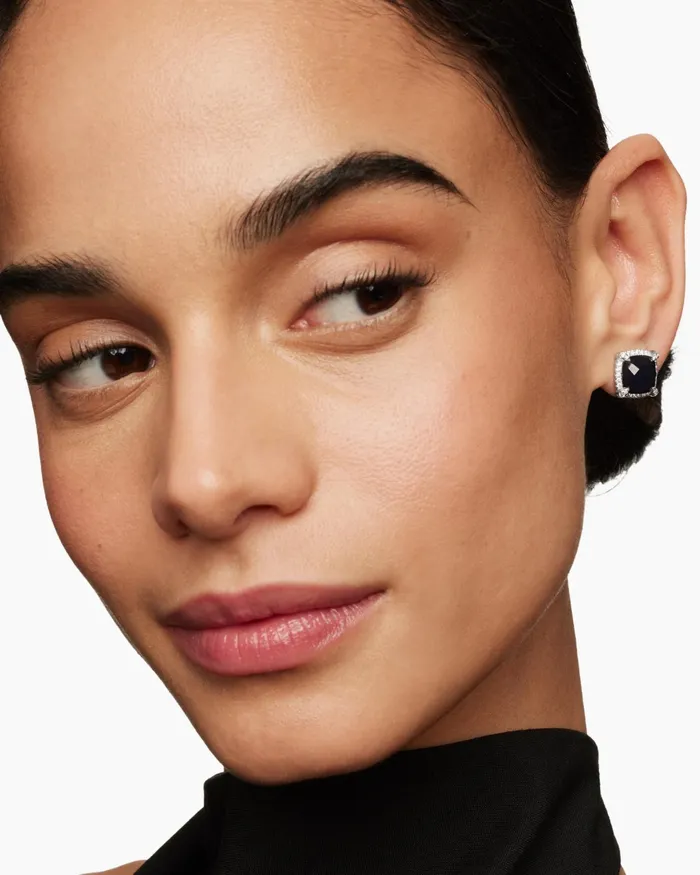 Chatelaine Pav Bezel Stud Earrings In Sterling Silver With Black Onyx And Diamonds 9mm Women David Yurman Stud Chatelaine Pav Bezel Stud Earrings In Sterling Silver With Black Onyx And Diamonds 9mm Women David Yurman Stud