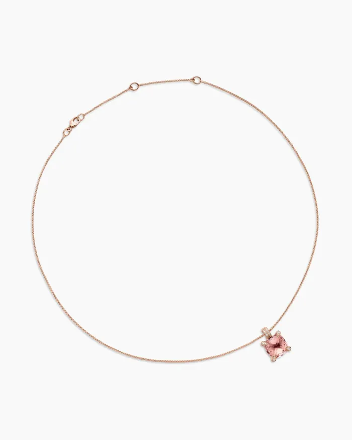 Chatelaine Pendant Necklace In 18K Rose Gold With Morganite And Diamonds 11mm Women David Yurman Pendant Chatelaine Pendant Necklace In 18K Rose Gold With Morganite And Diamonds 11mm Women David Yurman Pendant