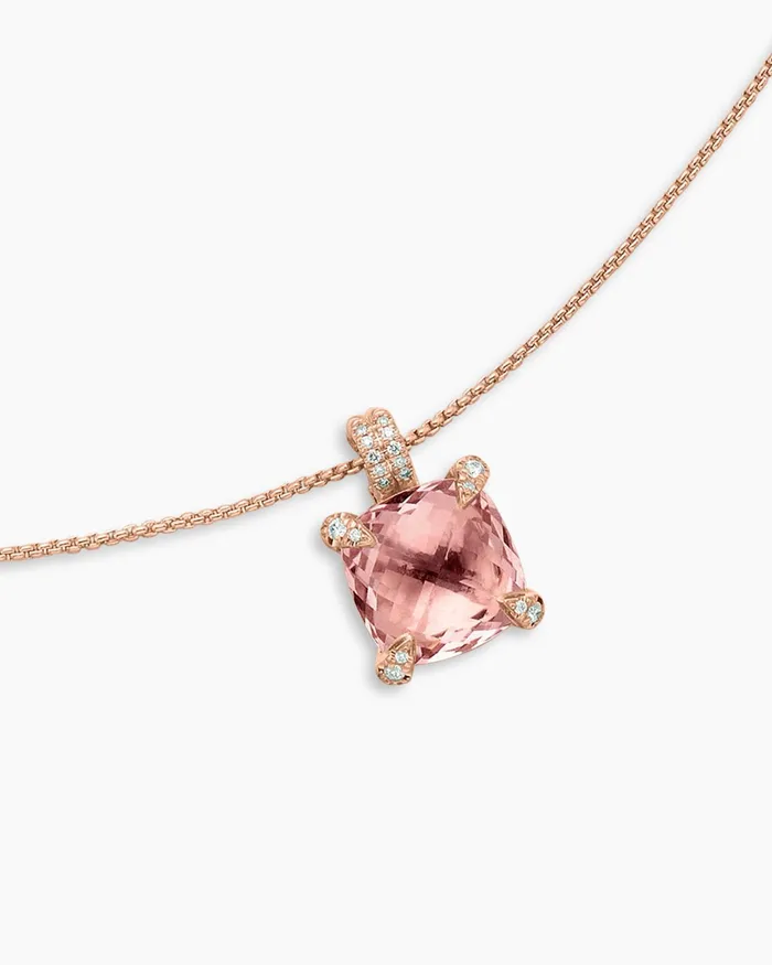 Chatelaine Pendant Necklace In 18K Rose Gold With Morganite And Diamonds 11mm Women David Yurman Pendant Chatelaine Pendant Necklace In 18K Rose Gold With Morganite And Diamonds 11mm Women David Yurman Pendant