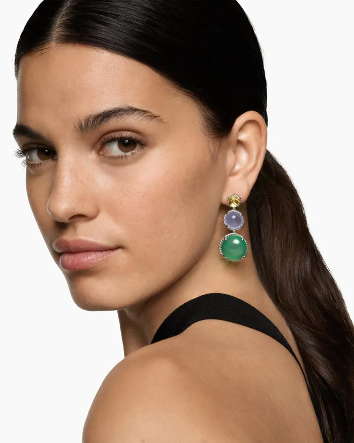 Chatelaine Round Drop Earrings In Sterling Silver With Lagoon Orchid Blue Chalcedony And Lemon Citrine 47mm Women David Yurman Drop Chatelaine Round Drop Earrings In Sterling Silver With Lagoon Orchid Blue Chalcedony And Lemon Citrine 47mm Women David Yurman Drop