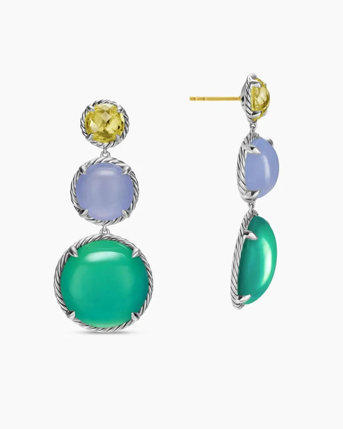 Chatelaine Round Drop Earrings In Sterling Silver With Lagoon Orchid Blue Chalcedony And Lemon Citrine 47mm Women David Yurman Drop Chatelaine Round Drop Earrings In Sterling Silver With Lagoon Orchid Blue Chalcedony And Lemon Citrine 47mm Women David Yurman Drop
