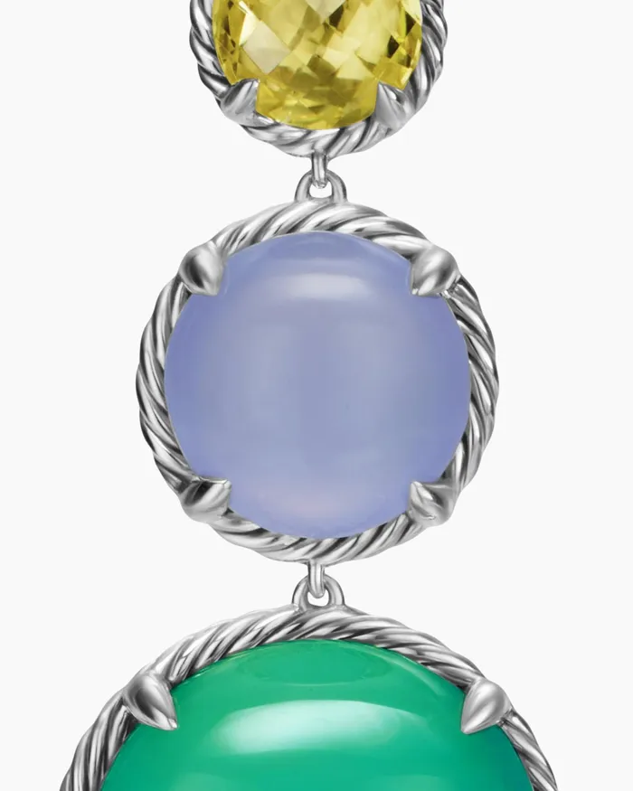 Chatelaine Round Drop Earrings In Sterling Silver With Lagoon Orchid Blue Chalcedony And Lemon Citrine 47mm Women David Yurman Drop Chatelaine Round Drop Earrings In Sterling Silver With Lagoon Orchid Blue Chalcedony And Lemon Citrine 47mm Women David Yurman Drop