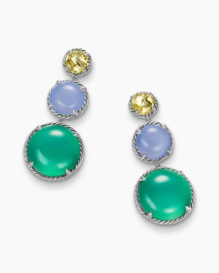 Chatelaine Round Drop Earrings In Sterling Silver With Lagoon Orchid Blue Chalcedony And Lemon Citrine 47mm Women David Yurman Drop Chatelaine Round Drop Earrings In Sterling Silver With Lagoon Orchid Blue Chalcedony And Lemon Citrine 47mm Women David Yurman Drop