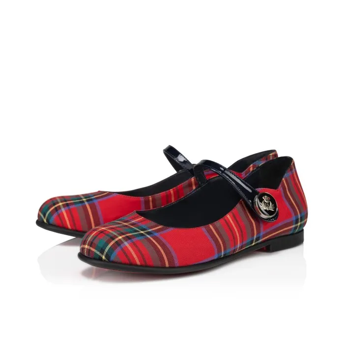 Christian Louboutin Ballerinas Kids Melodie Chick Ballerinas 8211 Tartan Printed Cotton 8211 Multicolor Christian Louboutin Ballerinas Kids Melodie Chick Ballerinas 8211 Tartan Printed Cotton 8211 Multicolor