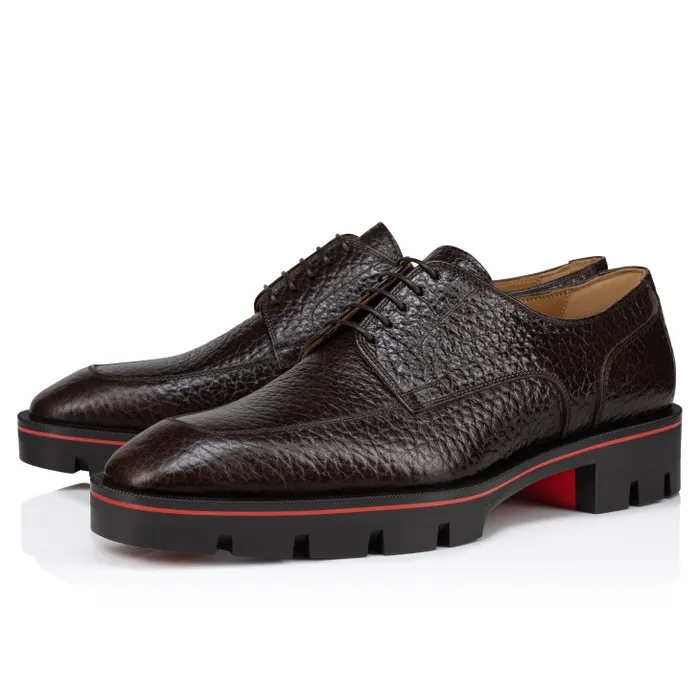 Christian Louboutin Buckles and Laceups Men Davisol Derbies 8211 Grained Calf Leather 8211 Corteccia
