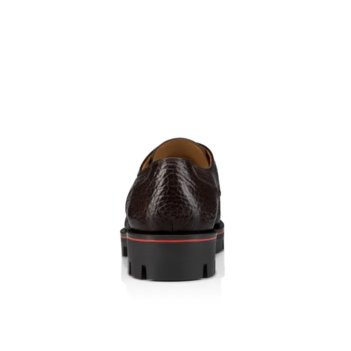 Christian Louboutin Buckles and Laceups Men Davisol Derbies 8211 Grained Calf Leather 8211 Corteccia