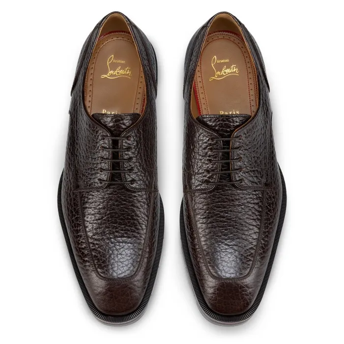 Christian Louboutin Buckles and Laceups Men Davisol Derbies 8211 Grained Calf Leather 8211 Corteccia