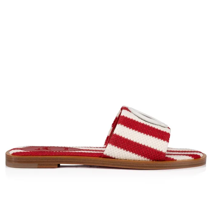 Christian Louboutin Flats and Loafers Women CL Mule Mules 8211 Malha Printed Fabric 8211 Loubi