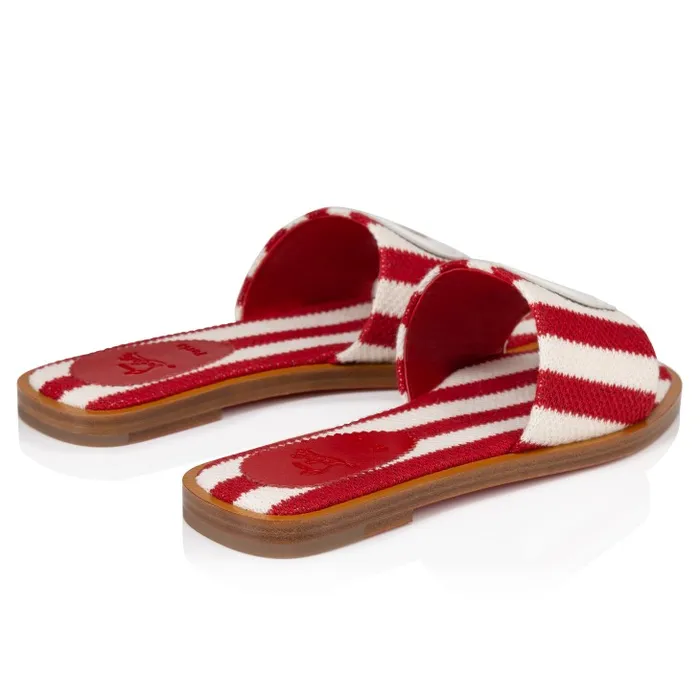 Christian Louboutin Flats and Loafers Women CL Mule Mules 8211 Malha Printed Fabric 8211 Loubi