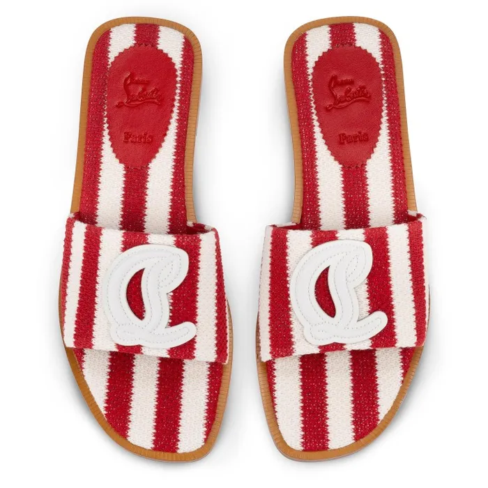 Christian Louboutin Flats and Loafers Women CL Mule Mules 8211 Malha Printed Fabric 8211 Loubi