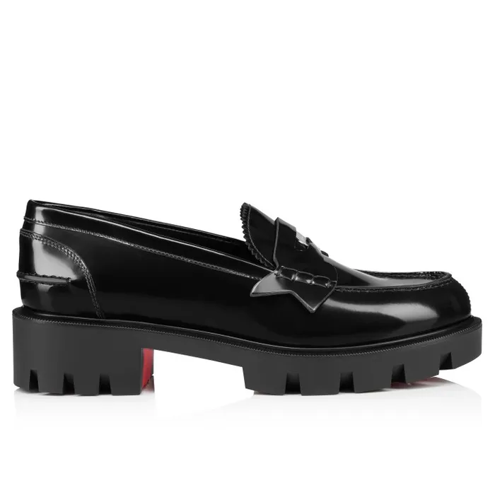 Christian Louboutin Flats and Loafers Women Penny Lug Loafers 8211 Abrasivato Calf Leather 8211 Black