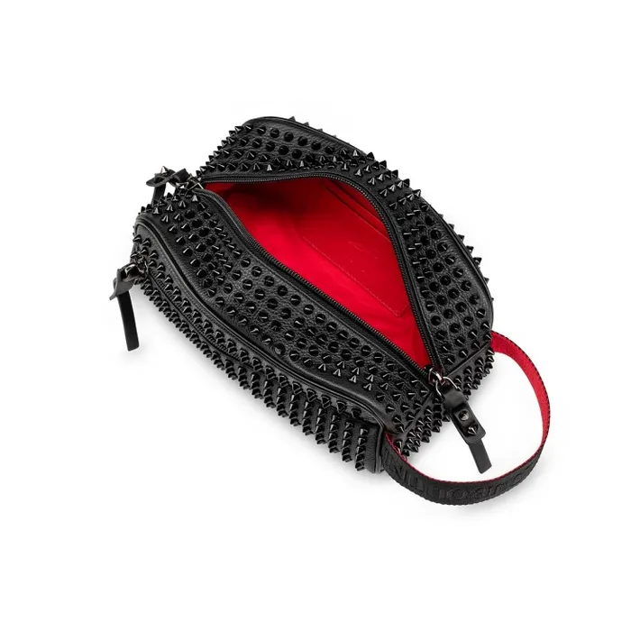 Christian Louboutin Mini Bags and Pouches Men Blaster Pouch 8211 Calf Leather And Spikes 8211 Black