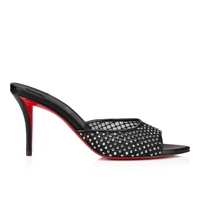 Christian Louboutin Sandals and Slides Women Apostropha Mule Mesh Strass 80 Mm Mules 8211 Mesh Nappa Leather And Strass 8211 Black