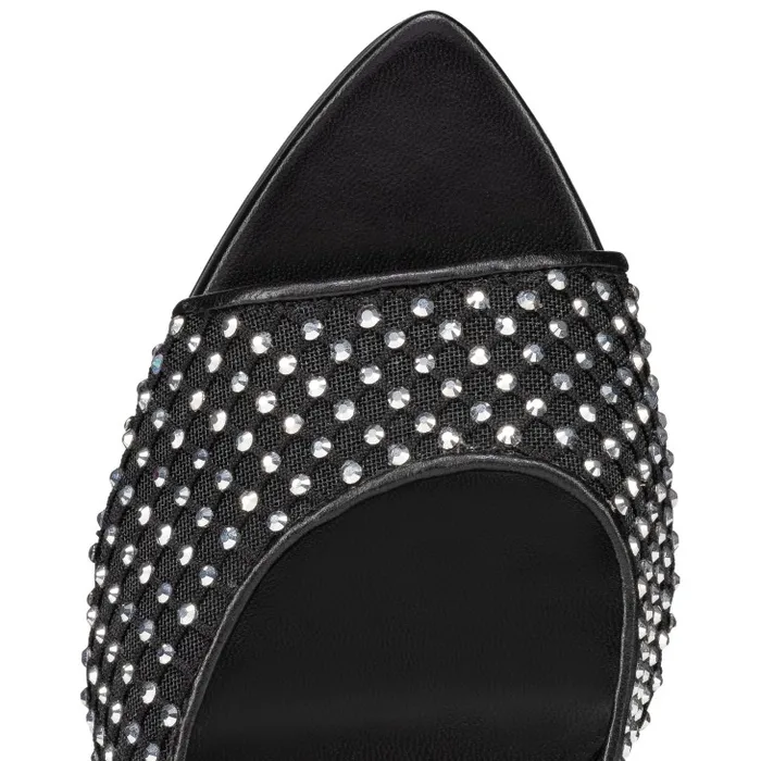 Christian Louboutin Sandals and Slides Women Apostropha Mule Mesh Strass 80 Mm Mules 8211 Mesh Nappa Leather And Strass 8211 Black