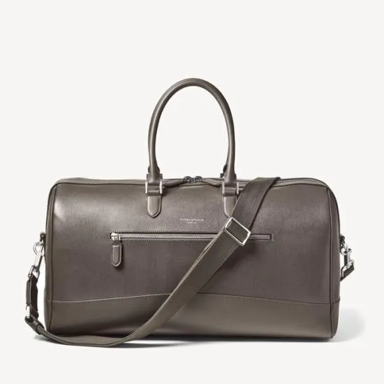 City Holdall Charcoal Saffiano WomenMen Aspinal Of London Luggage and Travel Bags