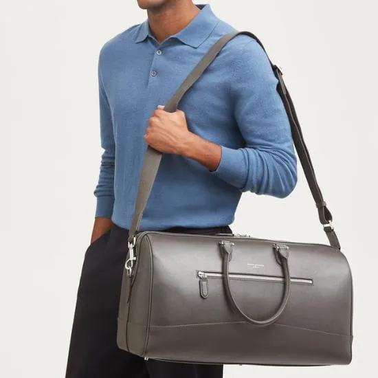 City Holdall Charcoal Saffiano WomenMen Aspinal Of London Luggage and Travel Bags
