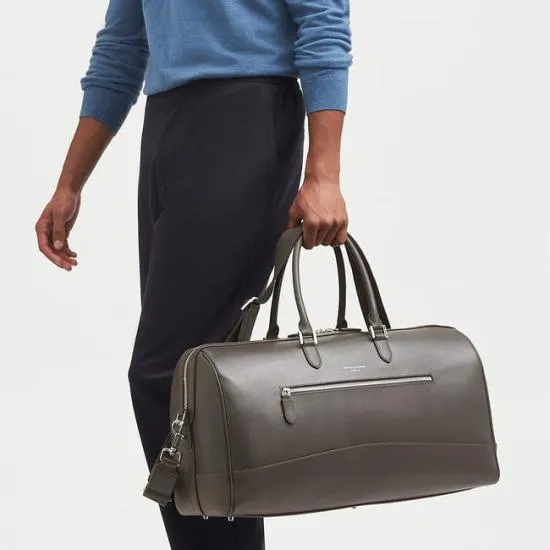 City Holdall Charcoal Saffiano WomenMen Aspinal Of London Luggage and Travel Bags