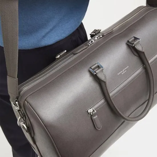 City Holdall Charcoal Saffiano WomenMen Aspinal Of London Luggage and Travel Bags