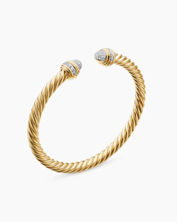 Classic Cablespira Bracelet In 18K Yellow Gold With Diamonds 5mm Women David Yurman Cuff