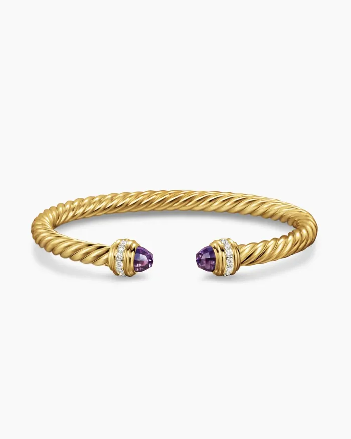 Classic Cablespira Bracelet In 18K Yellow Gold With Diamonds 5mm Women David Yurman Cuff