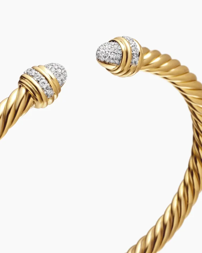 Classic Cablespira Bracelet In 18K Yellow Gold With Diamonds 5mm Women David Yurman Cuff
