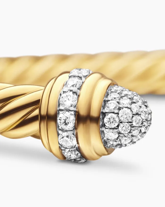 Classic Cablespira Bracelet In 18K Yellow Gold With Diamonds 5mm Women David Yurman Cuff